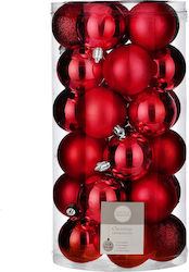 Set of 30 Plastic Red Ball Ornaments 6cm