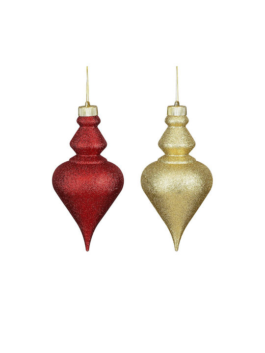 Ornament 2/ass Stones Gold Red 10x10x22cm