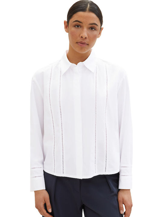 Langärmelig Damen Hemd White