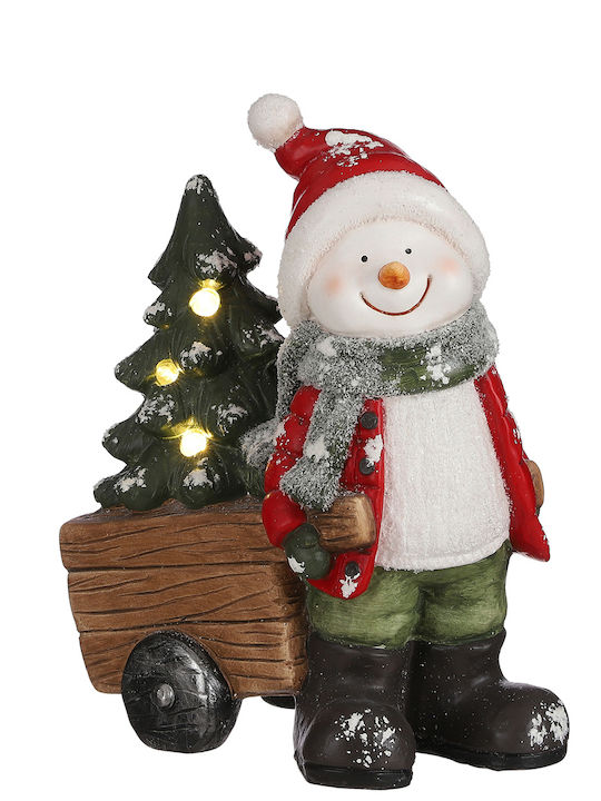 MSA Illuminated Christmas Plastic Figure SNowman Red Height 40.5cm Tree Cart