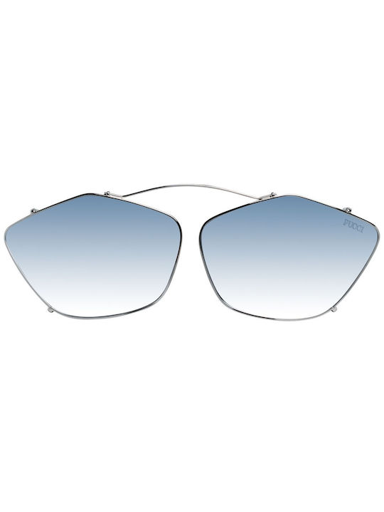 Emilio Pucci Women's Sunglasses with Silver Metal Frame and Blue Gradient Lens EP0556 414