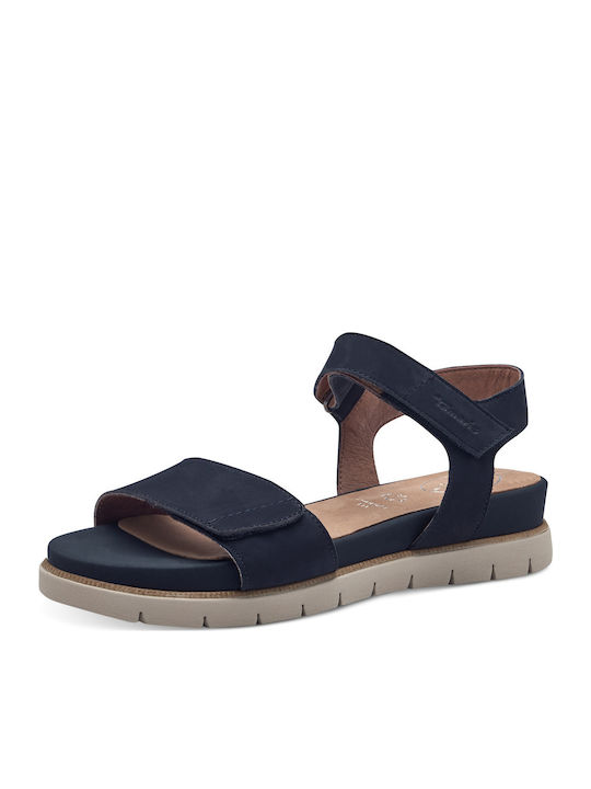 Tamaris Leather Women's Flat Sandals Navy Blue