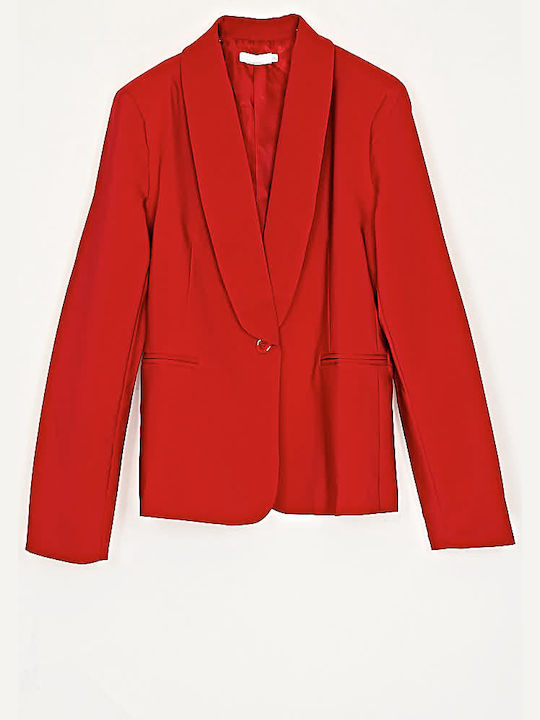 Cuca Blazer pentru femei Crepe Cu talie Sacou RED