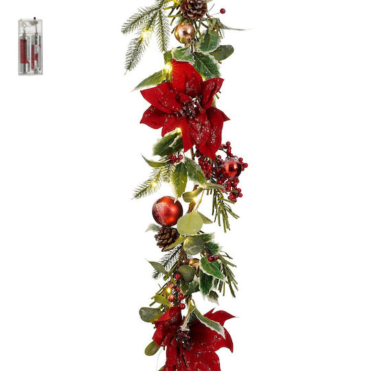 MSA Weihnachtsdekoration Alexandrinischer Beleuchtet Batterie Länge 150cm.
