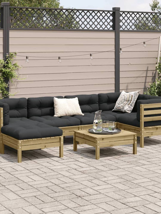 vidaXL Garden & Outdoor Furniture Set 7 Pieces Anthracite with Pillows