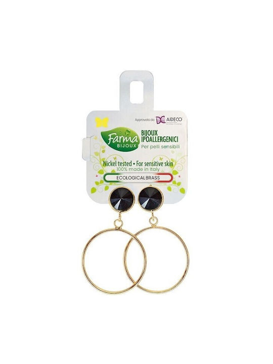 Farma Bijoux Earrings Hoops Gold Plated with Stones BECG534-30M