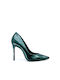 Schutz Leather Pointed Toe Green High Heels