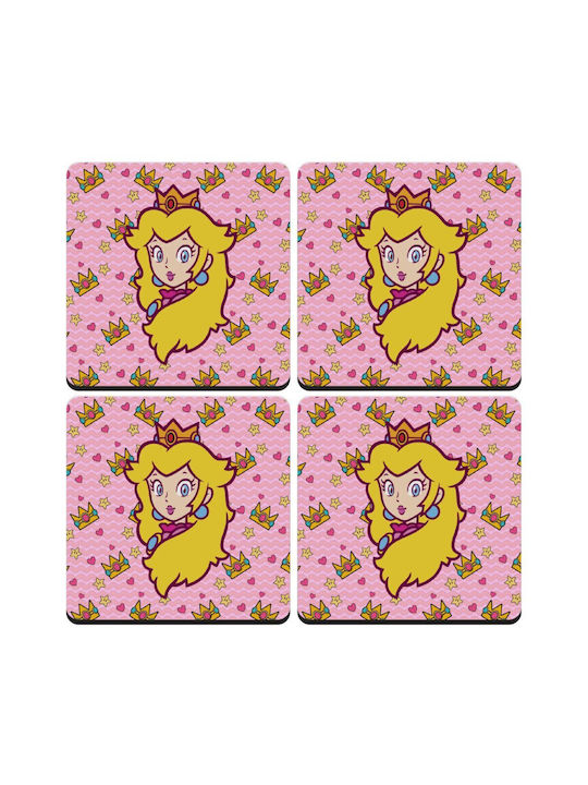 Koupakoupa Princess Peach Untersetzer Hölzernes Orange 4Stück