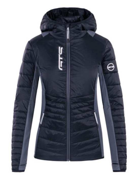 Κοντό Γυναικείο Puffer Μπουφάν για Χειμώνα Navy Blue