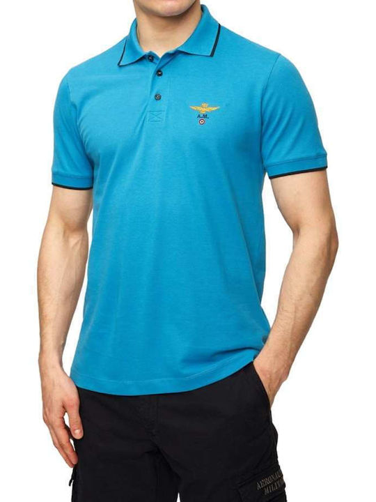 Aeronautica Militare Bluza pentru bărbați cu mâneci scurte Polo Albastru