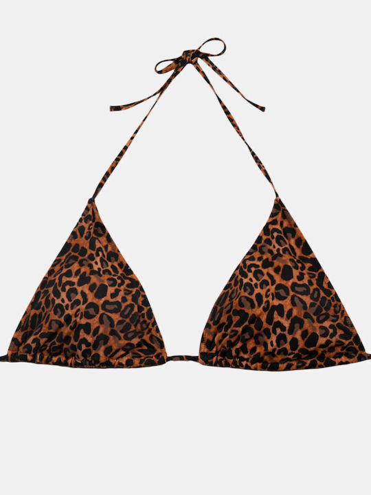Γυναικείο Μαγιό Τρίγωνο Rock Club Leo Print Τοπ Bikini Plus Size Lycra