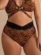 Leo Print Bikini Slip Ψηλόμεσο Καφέ