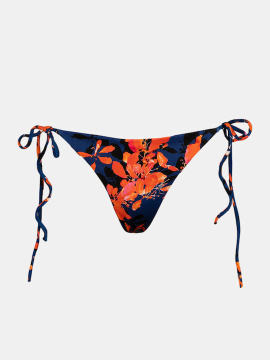 Orchid Print Bikini Slip with Ties Orchid Print