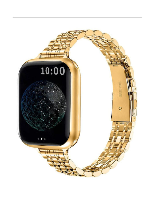 Slim Stainless Steel Strap Apple Watch 42 44 45 49mm Gold