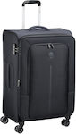 Delsey Expandable Large Travel Suitcase Fabric Black with 4 Wheels Height 71cm.