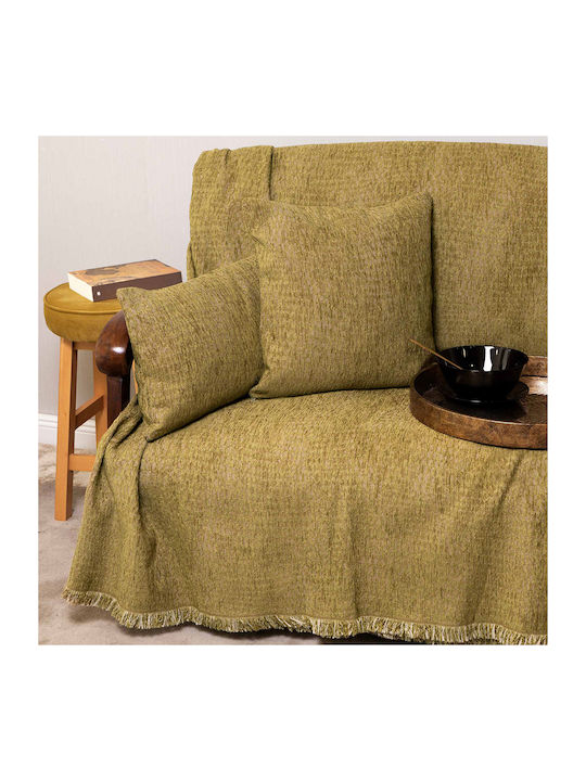 Aslanis Home Four-Seater Sofa Throw Chenille 180x350cm Khaki Beige