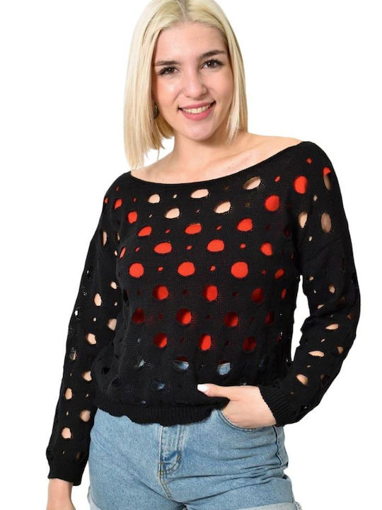 Potre Damen Bluse Baumwolle Langärmelig Black