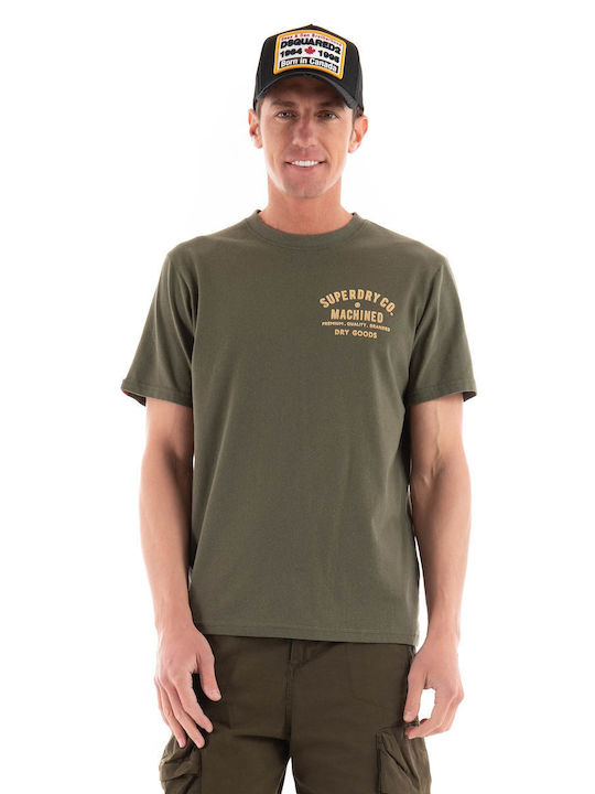 Superdry D3 Ovin Workwear Flock Men's Short Sleeve T-shirt Khaki
