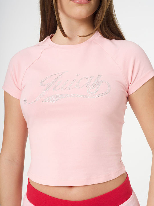 Juicy Couture Дамска Кроп Тениска LightPink