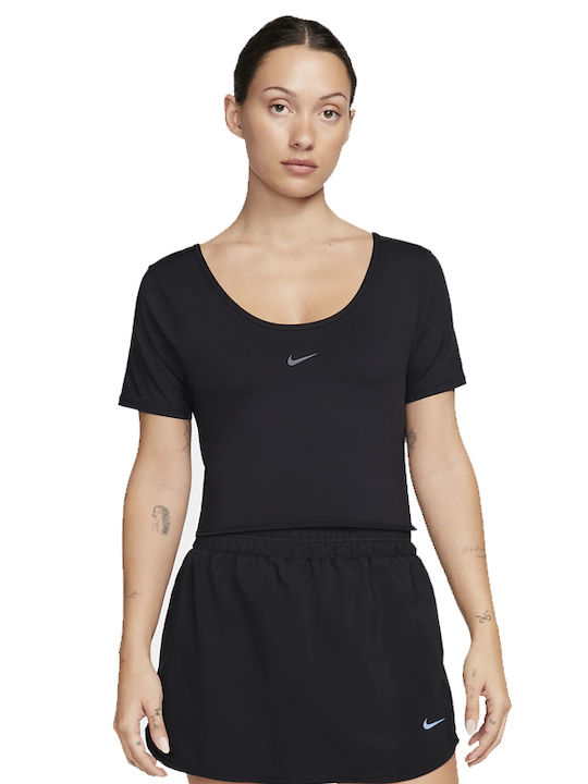 Nike Γυναικείο Crop Top Κοντομάνικο Μαύρο