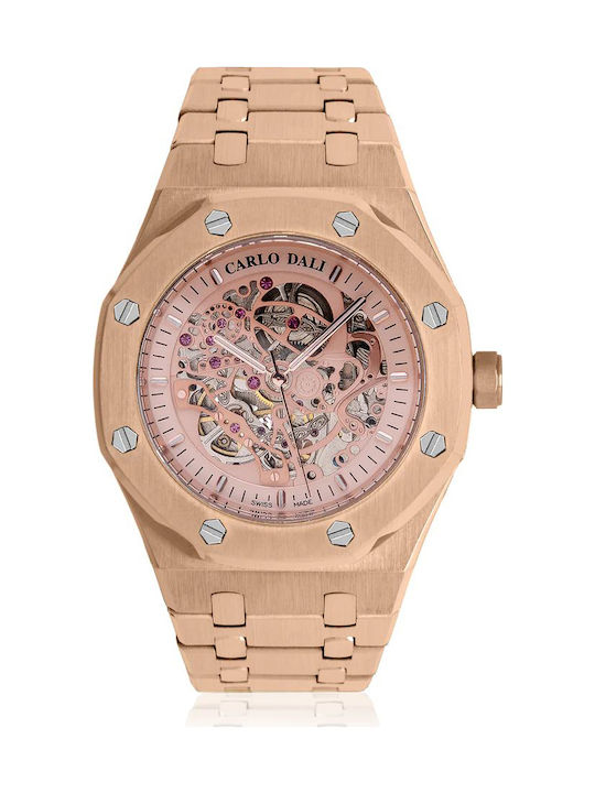 Carlo Dali Uhr Batterie mit Rose Gold Metallarmband