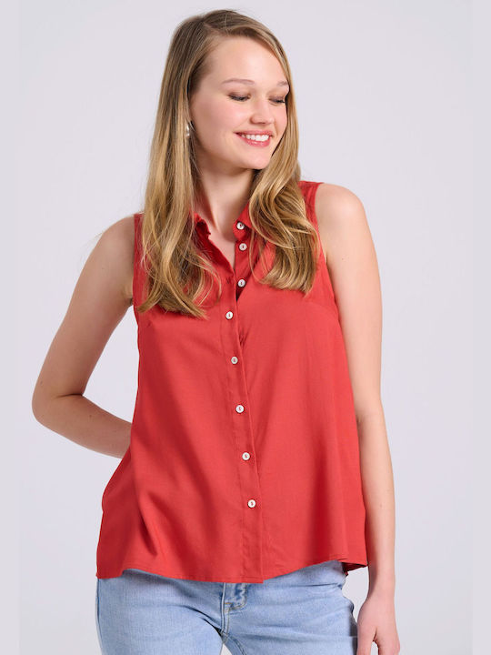 Funky Buddha Women's Sleeveless Shirt Red