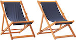 vidaXL Sunbed-Armchair Beach with Reclining 3 Slots Blue Set of 2pcs