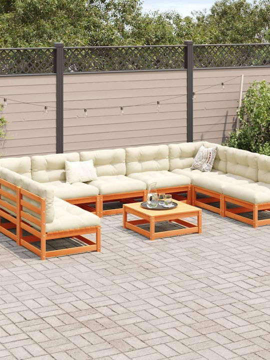 Garten- und Outdoor-Möbelsets 10 Stück Braune mit Kissen