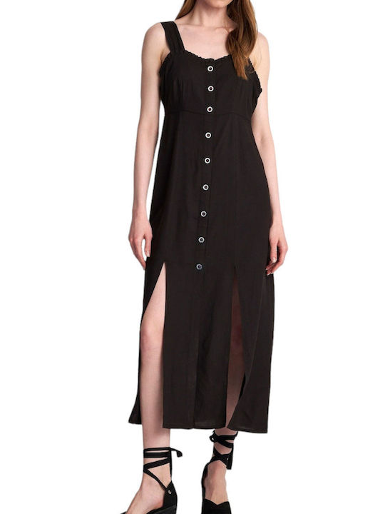Attrattivo Shirt Dress Dress with Slit Black