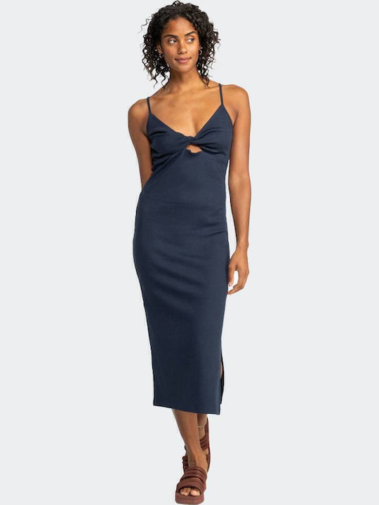 Wavey Lady Summer Midi Knitted Dress Navy Blue ERJKD03469 BYM0