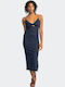 Wavey Lady Summer Midi Knitted Dress Navy Blue ERJKD03469 BYM0