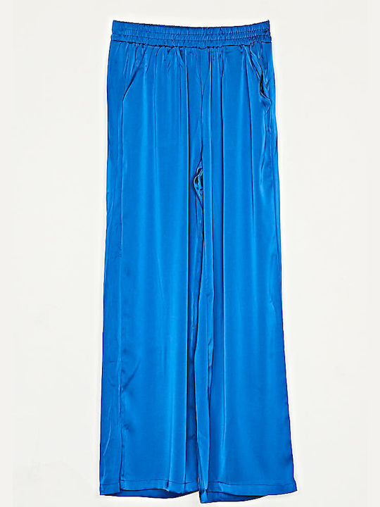 Cuca Γυναικεία Δερμάτινη Παντελόνα με Λάστιχο Blue Royal