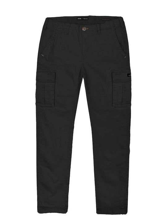 Double Men's Trousers Cargo in Slim Fit Black