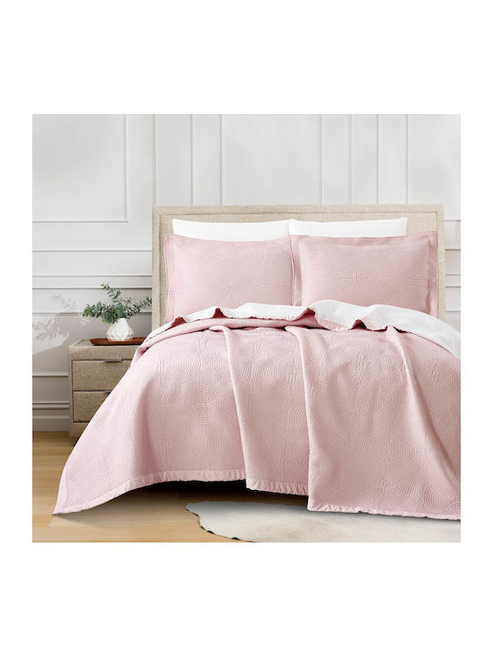 Borea Kreise Set Decke Piqué Übergröße 230x245cm Rosa