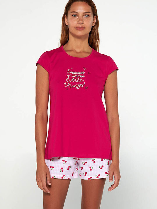 Vamp De vară Set Pijamale pentru Femei De bumbac Red