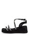 Envie Shoes Women's Synthetic Leather Ankle Strap Platforms Black