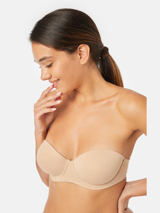 Minerva Nude Strapless Σουτιέν με Ελαφριά Ενίσχυση