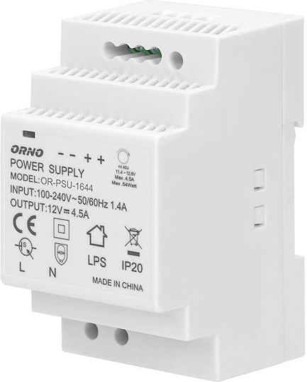 Orno DIN-Schienen-Netzteil mit Ausgang 12V und Leistung 54W 4.5A