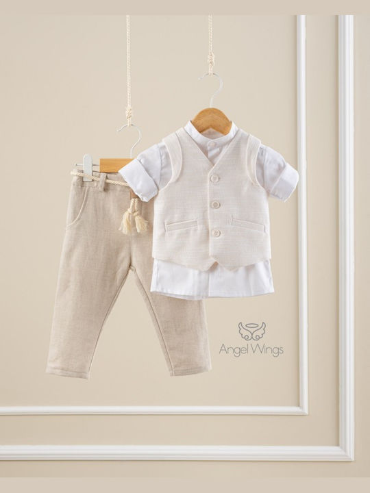 Angel Wings Baptism Suit for Boys Multicolour 6 Pieces