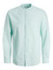 JJELINEN Long Sleeve Slim Fit Linen Shirt in Soothing Sea