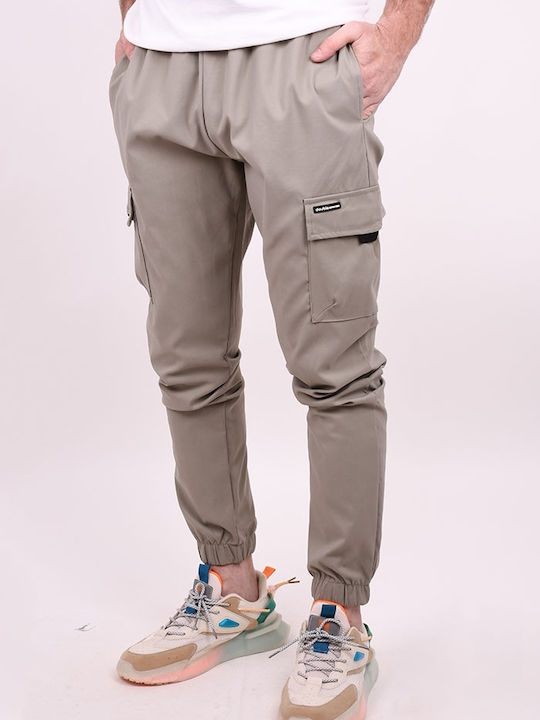 Double Ανδρικό Παντελόνι Cargo Slim Fit Μπεζ