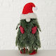 Saint Vassilis Figures Pine Branches Valerian Green Red White 24x20x47cm Polyester