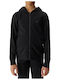 Kids Cardigan Cotton with Hood Black
