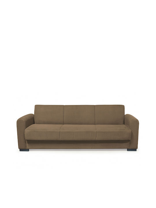 Three-Seater Fabric Sofa Bed with Storage Space Beige 226x78cm