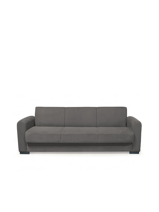 Three-Seater Fabric Sofa Bed with Storage Space Grey 226x78cm