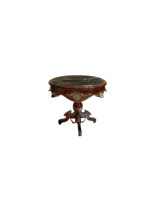 Round Coffee Table 0006 Ram Wooden Marble L84xW84xH81cm