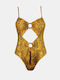 Rock Club Strapless One-Piece Swimsuit with Cutouts Yellow