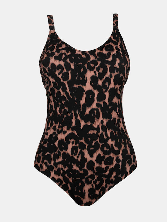 One Piece Swimsuit For Large Bust Black Animal Print