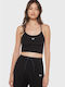 Rise & Vibe Women's Athletic Crop Top with Straps Black