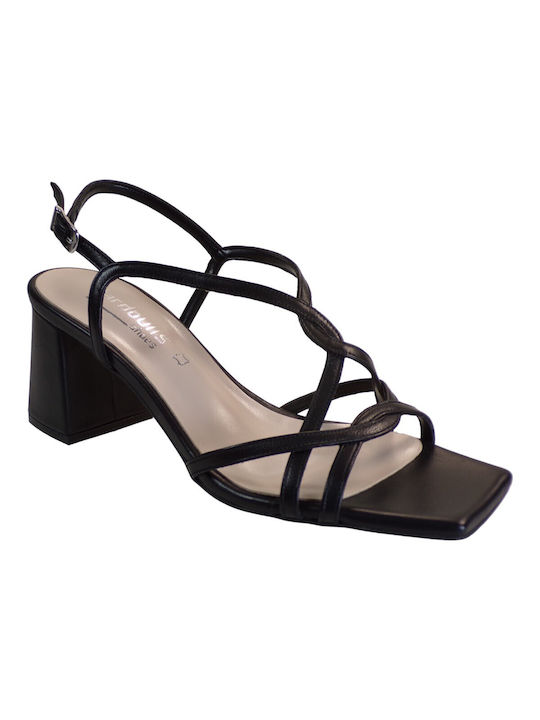 Fardoulis Leder Damen Sandalen in Schwarz Farbe